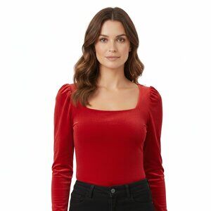 *MEXX Red Velvet Long Sleeve Bodysuit – NWT – Size Small